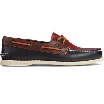 Sperry Authentic Original Tri-tone Cierne / Hnede - Panske Mokasíny